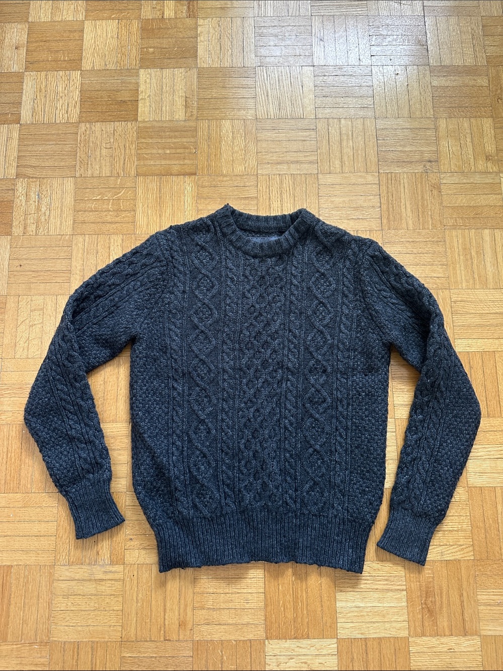 H&M Men's Cable Crewneck Sweater - Charcoal